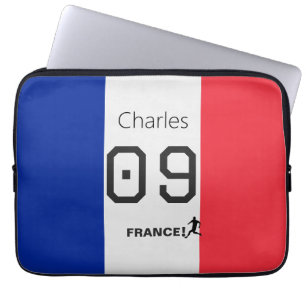 Personalisierte französische Flagge Fußballspieler Laptopschutzhülle