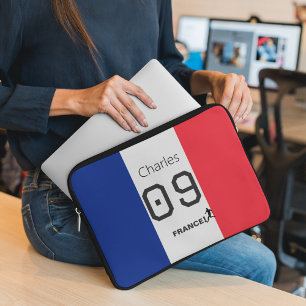 Personalisierte französische Flagge Fußballspieler Laptopschutzhülle
