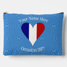 Personalisierte französische Flagge Herz Blau Hint
