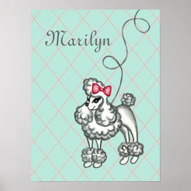 Personalisierte französische Poodle Art Print Poster (Vorne)