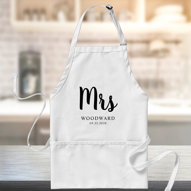 Personalisierte Frau Calligraphy Bride Schwarz-wei Schürze (Von Creator hochgeladen)