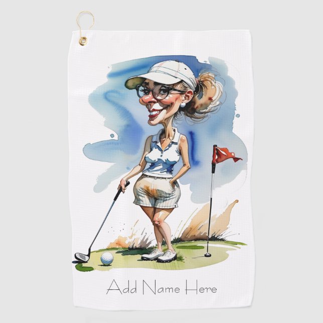 Personalisierte Frau Golfer Golf Handtuch (Vorderseite)