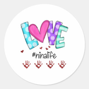 Personalisierte Frauenliebe Ninalife Kleine Hände  Runder Aufkleber