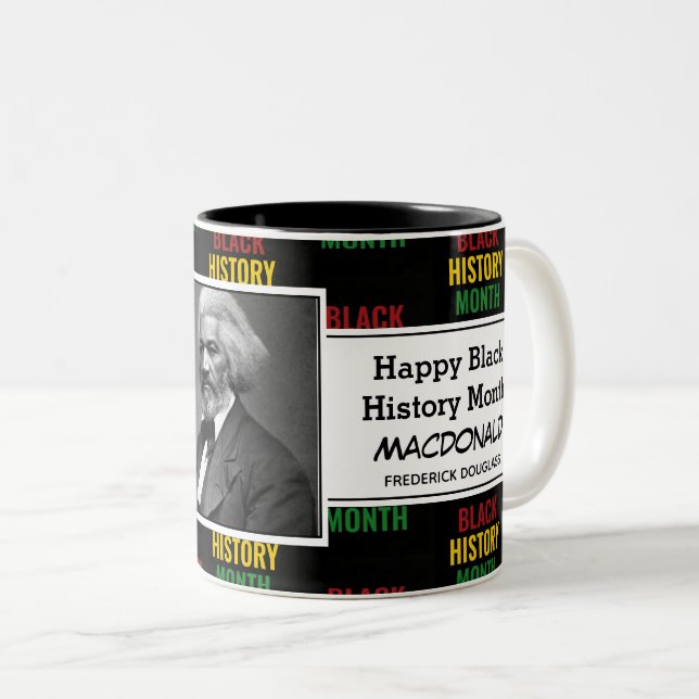 Personalisierte FREDERICK DOUGLASS Black History B Zweifarbige Tasse (VorderseiteRechts)