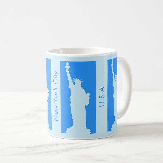 Personalisierte Freiheitsstatue New York USA Blue Kaffeetasse (VorderseiteRechts)