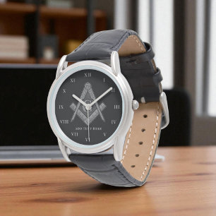Personalisierte Freimaurergeschenk Square Compass  Armbanduhr