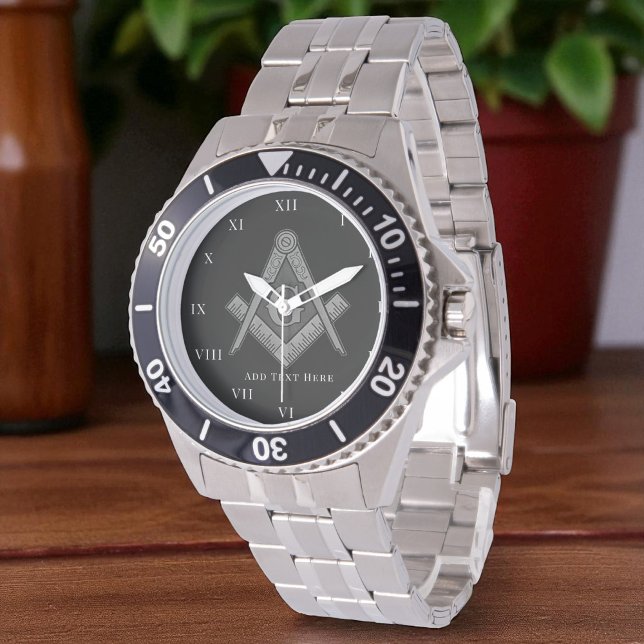 Personalisierte Freimaurergeschenk Square Compass  Armbanduhr (Von Creator hochgeladen)