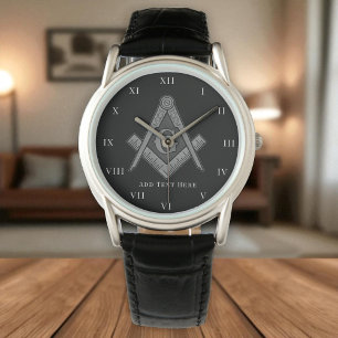 Personalisierte Freimaurergeschenk Square Compass  Armbanduhr