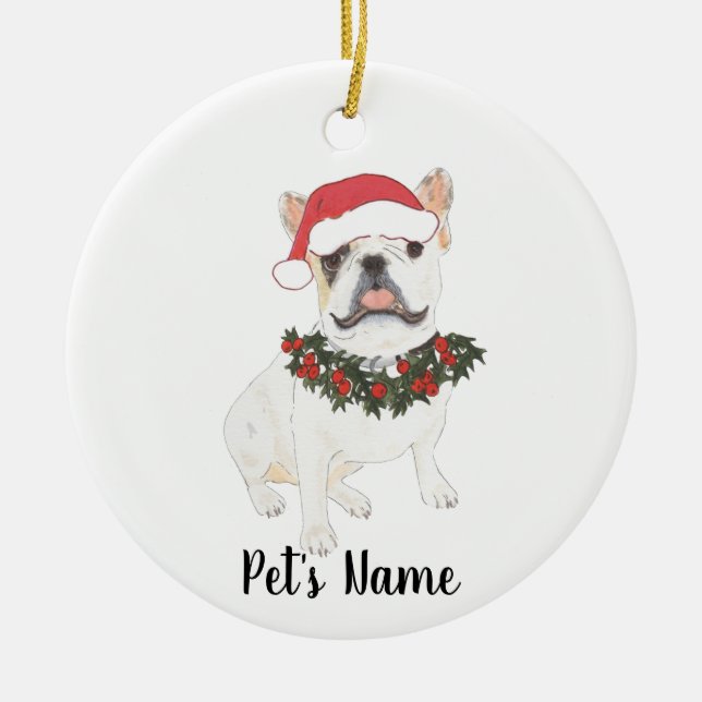 Personalisierte Frenchie (Weißröte) Keramik Ornament (Vorne)