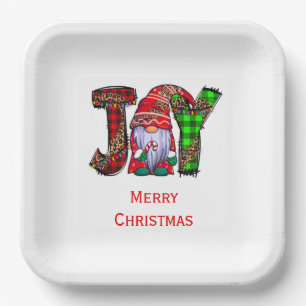 Personalisierte Freude-Gnome Frohe Weihnachten Pappteller