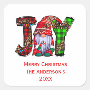 Personalisierte Freude-Gnome Frohe Weihnachten Quadratischer Aufkleber