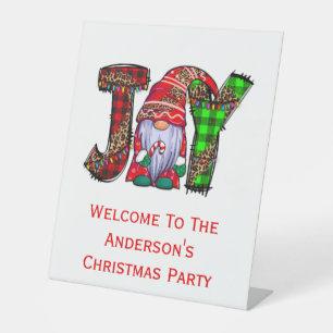 Personalisierte Freude-Gnome-Frohe-Weihnachts-Part Sockelschild