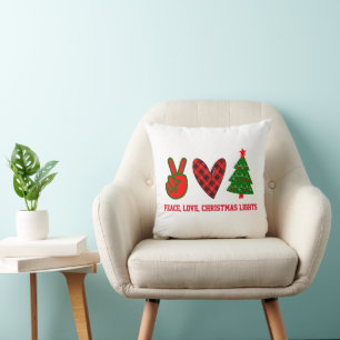 Personalisierte Friedensliebe-Weihnachtslichter Ro Kissen