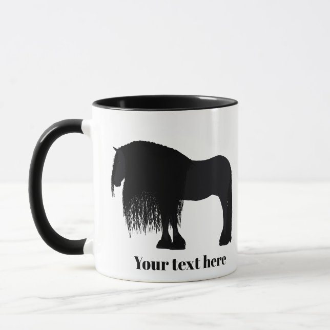 Personalisierte Friesian Horse Illustration Tasse (Links)