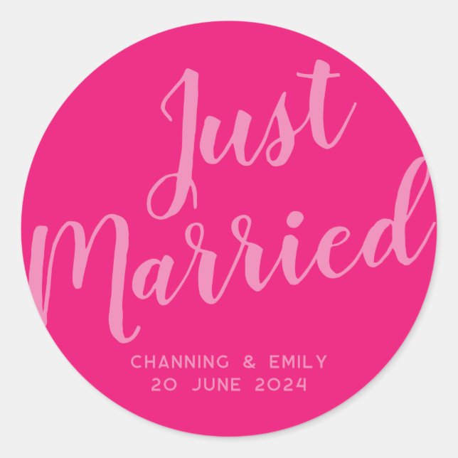 Personalisierte frisch verheiratete Flitterwochen Runder Aufkleber (Vorderseite)