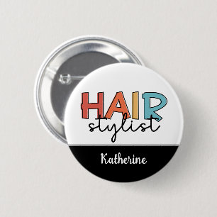 Personalisierte Friseur Stylist Retro Friseur Gesc Button