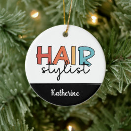 Personalisierte Friseur Stylist Retro Friseur Gesc Keramik Ornament