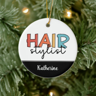 Personalisierte Friseur Stylist Retro Friseur Gesc Keramik Ornament