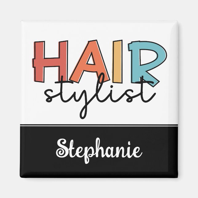 Personalisierte Friseur Stylist Retro Friseur Gesc Magnet (Vorne)