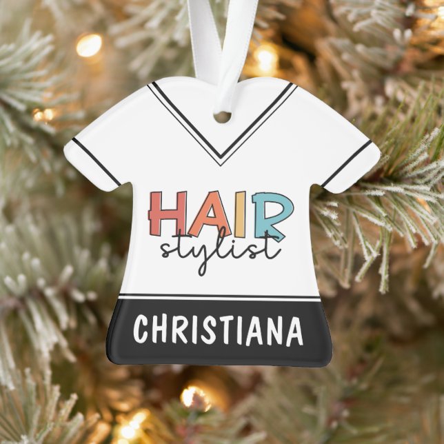 Personalisierte Friseur Stylist Retro Friseur Gesc Ornament (Baum)