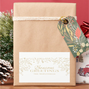 Personalisierte Frohe Festtage Gold Rechteckiger Aufkleber