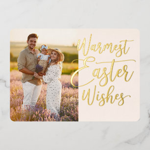 Personalisierte Frohe Ostern Familienfoto Gold Folien Feiertagskarte