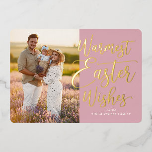 Personalisierte Frohe Ostern Familienfoto Gold Folien Feiertagskarte