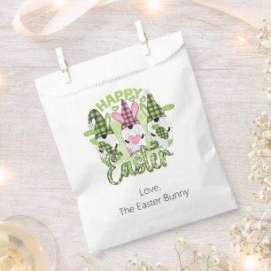 Personalisierte Frohe Ostern Gnome Pink Grün Geschenktütchen