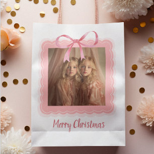 Personalisierte Frohe Weihnachten Familienfoto-Ges Mittlere Geschenktüte