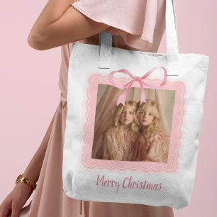 Personalisierte Frohe Weihnachten Familienfoto-Tas