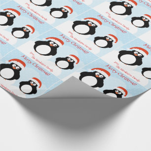 Personalisierte frohe Weihnachts-Penguin-Geschenkw Geschenkpapier