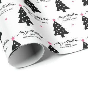 Personalisierte frohe Weihnachtsbäume & Sterne Url Geschenkpapier