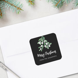 Personalisierte frohe Weihnachtsberries Blätter Bl Quadratischer Aufkleber