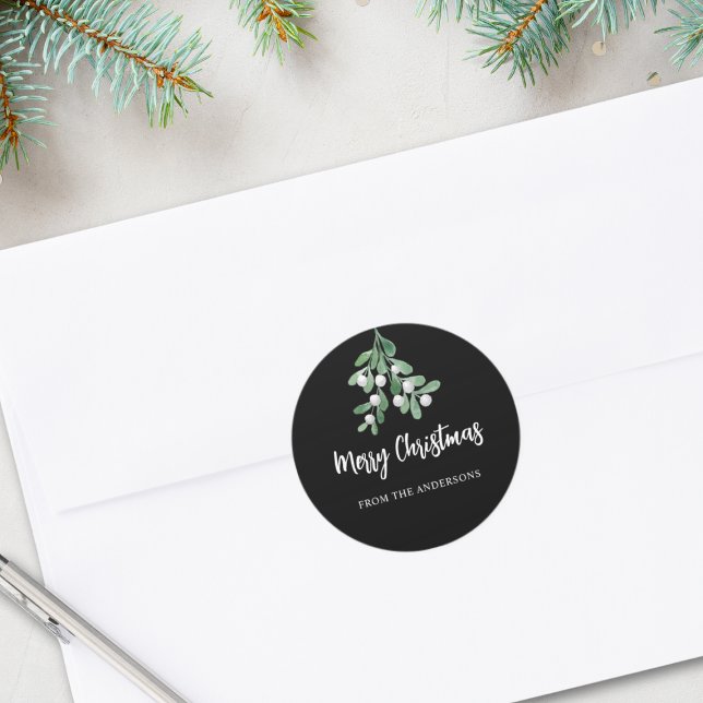 Personalisierte frohe Weihnachtsberries Blätter Bl Runder Aufkleber (Von Creator hochgeladen)