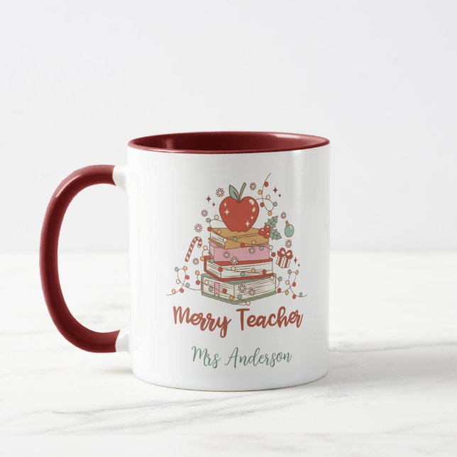 Personalisierte Frohe Weihnachtslehrer Weihnachtsb Tasse (Links)