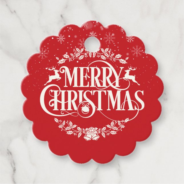 Personalisierte frohe Weihnachtsschneeflocken Geschenkanhänger (Vorderseite)