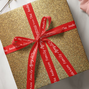 Personalisierte Fröhliche Kleine Weihnachten Abstr Satinband