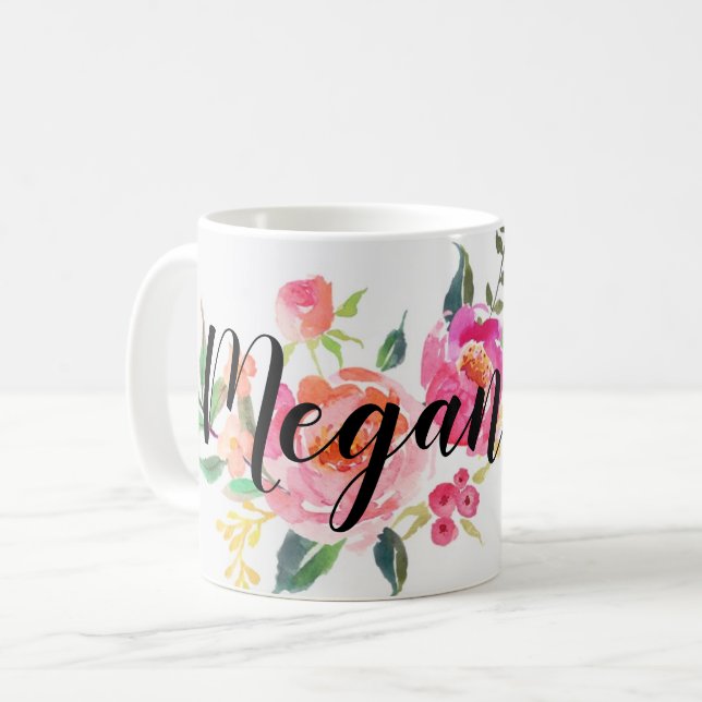 personalisierte Frühlings-Blumen-Tasse Kaffeetasse (Vorderseite Links)