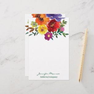 Personalisierte Frühlingsblumen in Aquarell Briefpapier