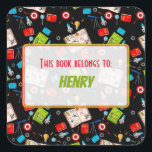 Personalisierte Fun School Science Patches Quadratischer Aufkleber<br><div class="desc">Ein buntes Schulmuster für Spaß mit Schulbedarf und Raumfahrt,  Roboter,  Labrador-Ausrüstung in lustigen Farben. Ideal für personalisierte Etiketten für Bücher,  Zeitschriften und die Kennzeichnung von Schulmaterial.</div>