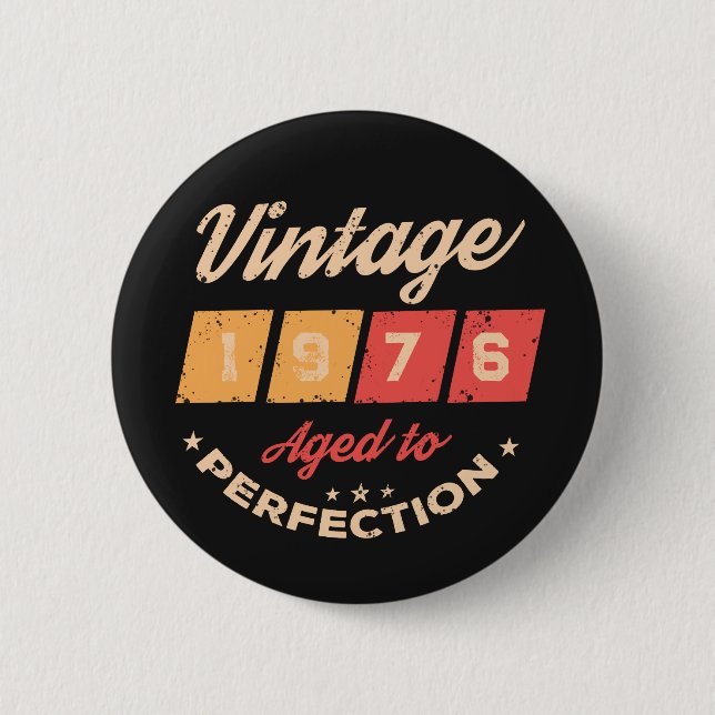 Personalisierte fünfzig Vintage 50. Geburtstagsfei Button (Vorderseite)