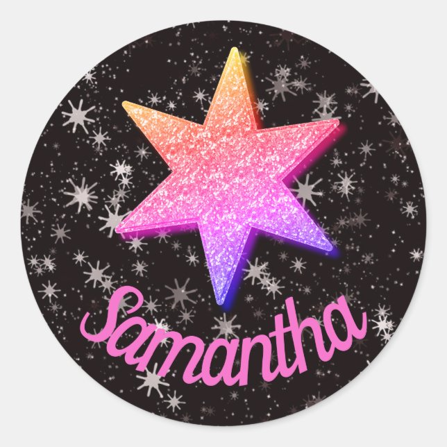 Personalisierte funkelnd Aufkleber/Siegel-Klassikr Runder Aufkleber (Vorderseite)