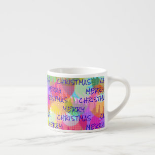 PERSONALISIERTE FUNKELND FARBIGE MERRY CHRISTMAS ESPRESSOTASSE