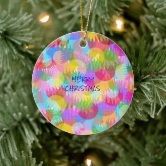 PERSONALISIERTE FUNKELND FARBIGE MERRY CHRISTMAS KERAMIK ORNAMENT