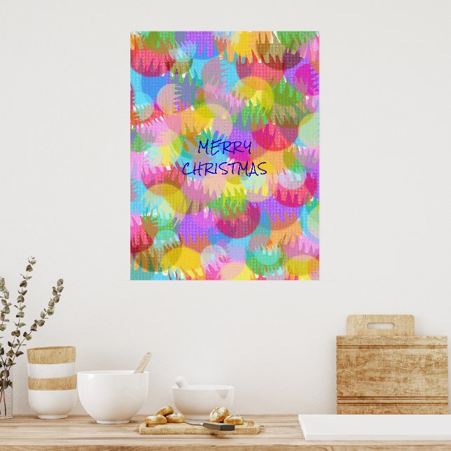 PERSONALISIERTE FUNKELND FARBIGE MERRY CHRISTMAS POSTER (Küche)