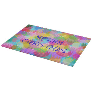 PERSONALISIERTE FUNKELND FARBIGE MERRY CHRISTMAS SCHNEIDEBRETT
