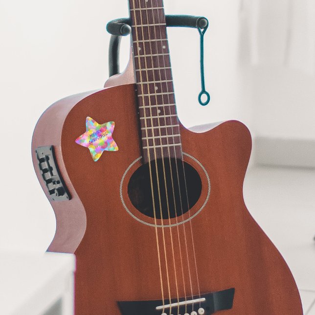 PERSONALISIERTE FUNKELND FARBIGE MERRY CHRISTMAS Stern-Aufkleber (Von Creator hochgeladen)