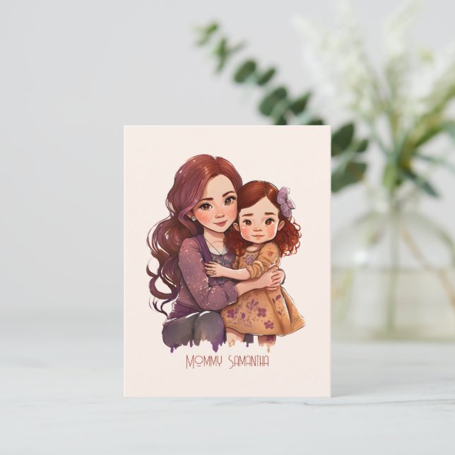 Personalisierte Funkelnd Mutter und Tochter Postkarte (Stehend Vorderseite)