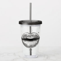 Personalisierte Funkelnd Silber-Liebe Lippen Akryl