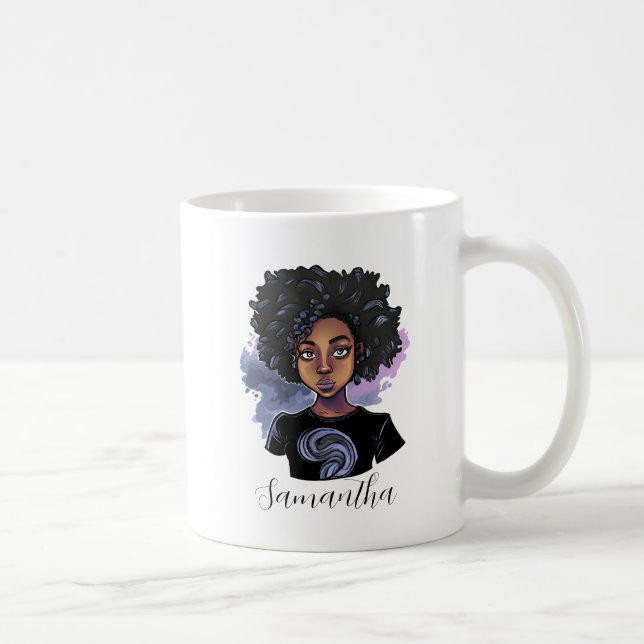 Personalisierte funkelnde afroamerikanische Frau Kaffeetasse (Rechts)